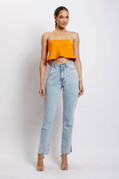 Dayana Straight Cut Crop Top - Mandarin-My Chic Way.All Rights Reserved