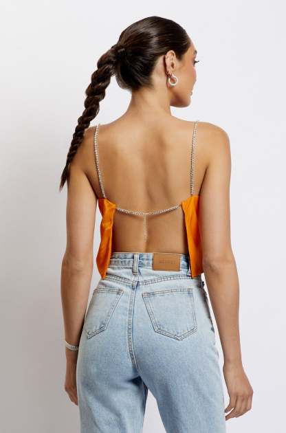 Dayana Straight Cut Crop Top - Mandarin-My Chic Way.All Rights Reserved