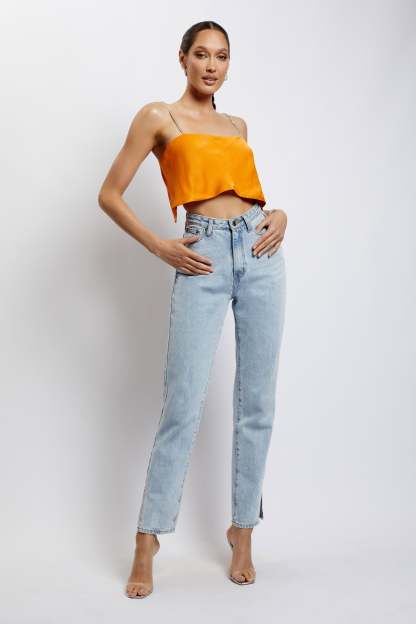 Dayana Straight Cut Crop Top - Mandarin-My Chic Way.All Rights Reserved