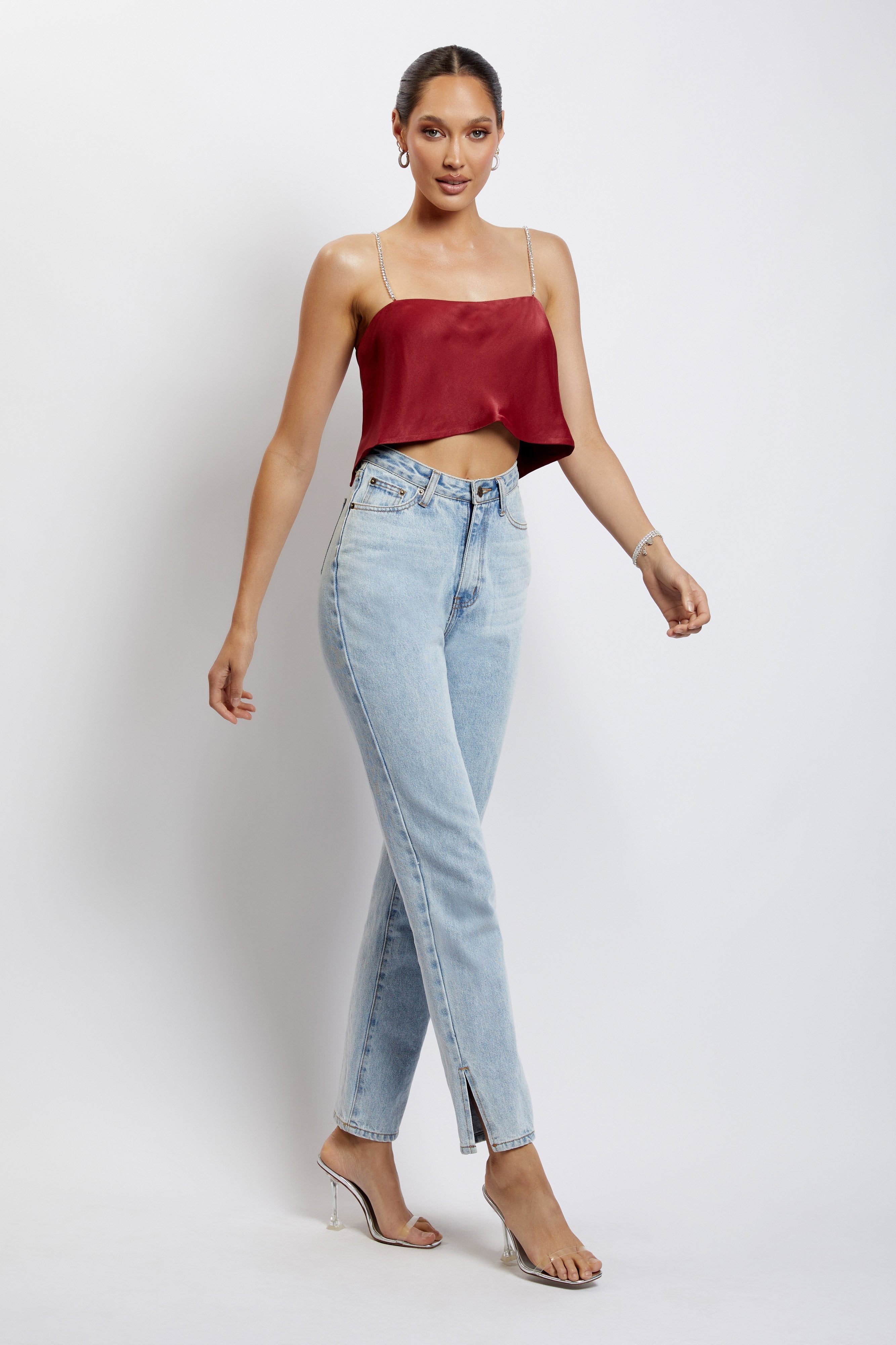Dayana Straight Cut Crop Top - Wine-My Chic Way.All Rights Reserved