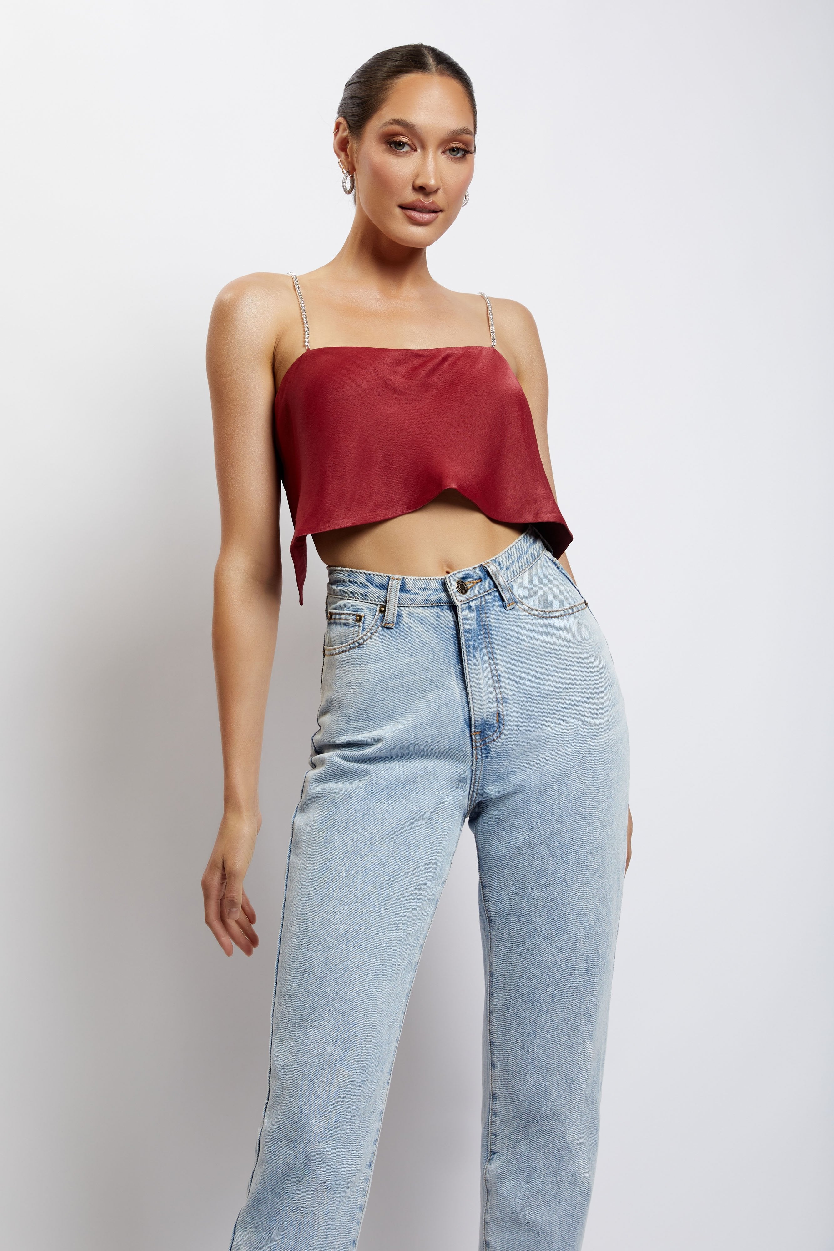 Dayana Straight Cut Crop Top - Wine-My Chic Way.All Rights Reserved