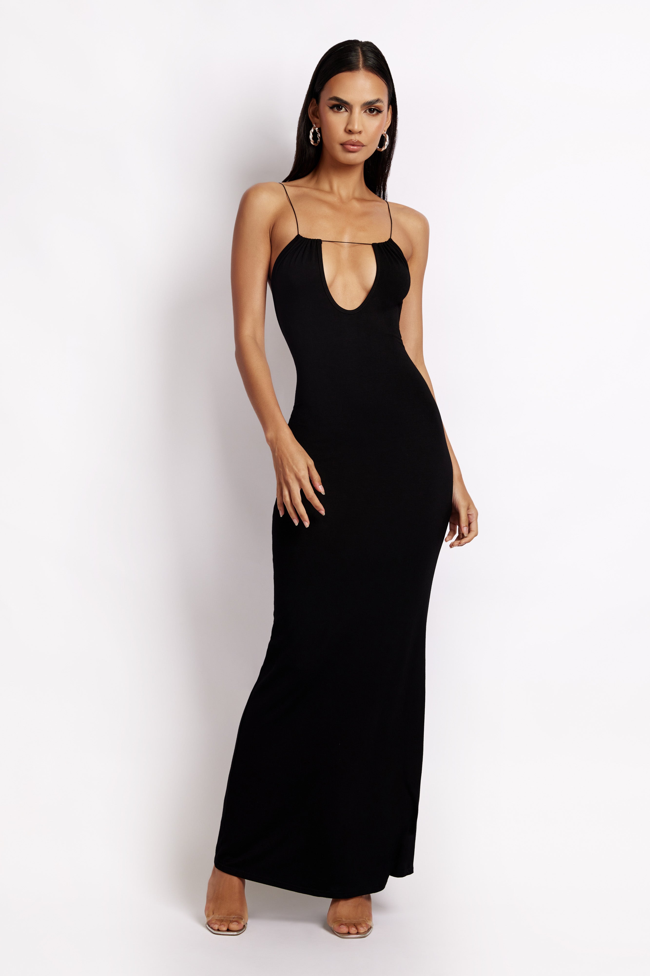 Kirsty Strappy Circle Cutout Maxi Dress - Black-My Chic Way.All Rights Reserved