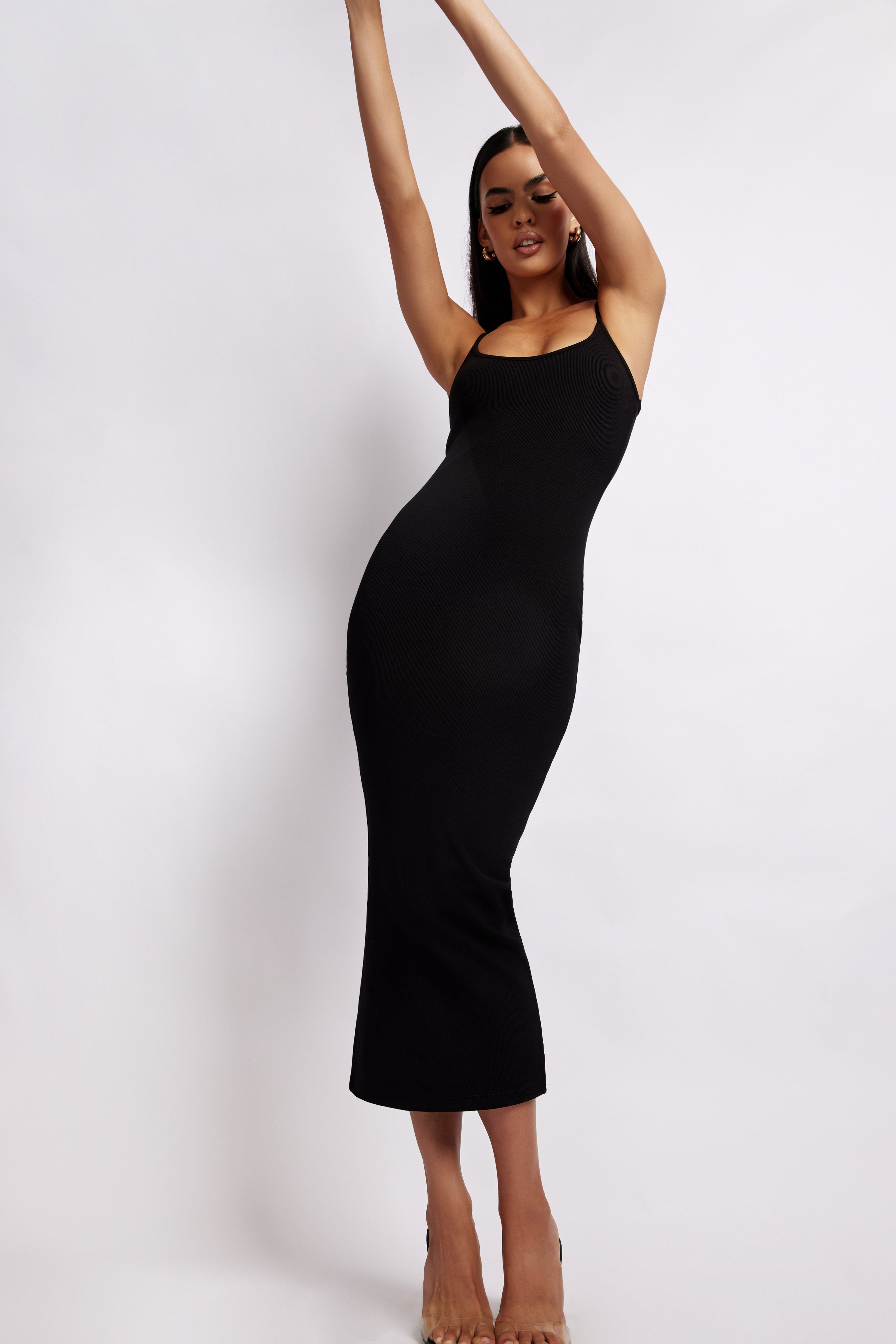 Alexis Ribbed Cami Midi Dress - Black-My Chic Way.All Rights Reserved