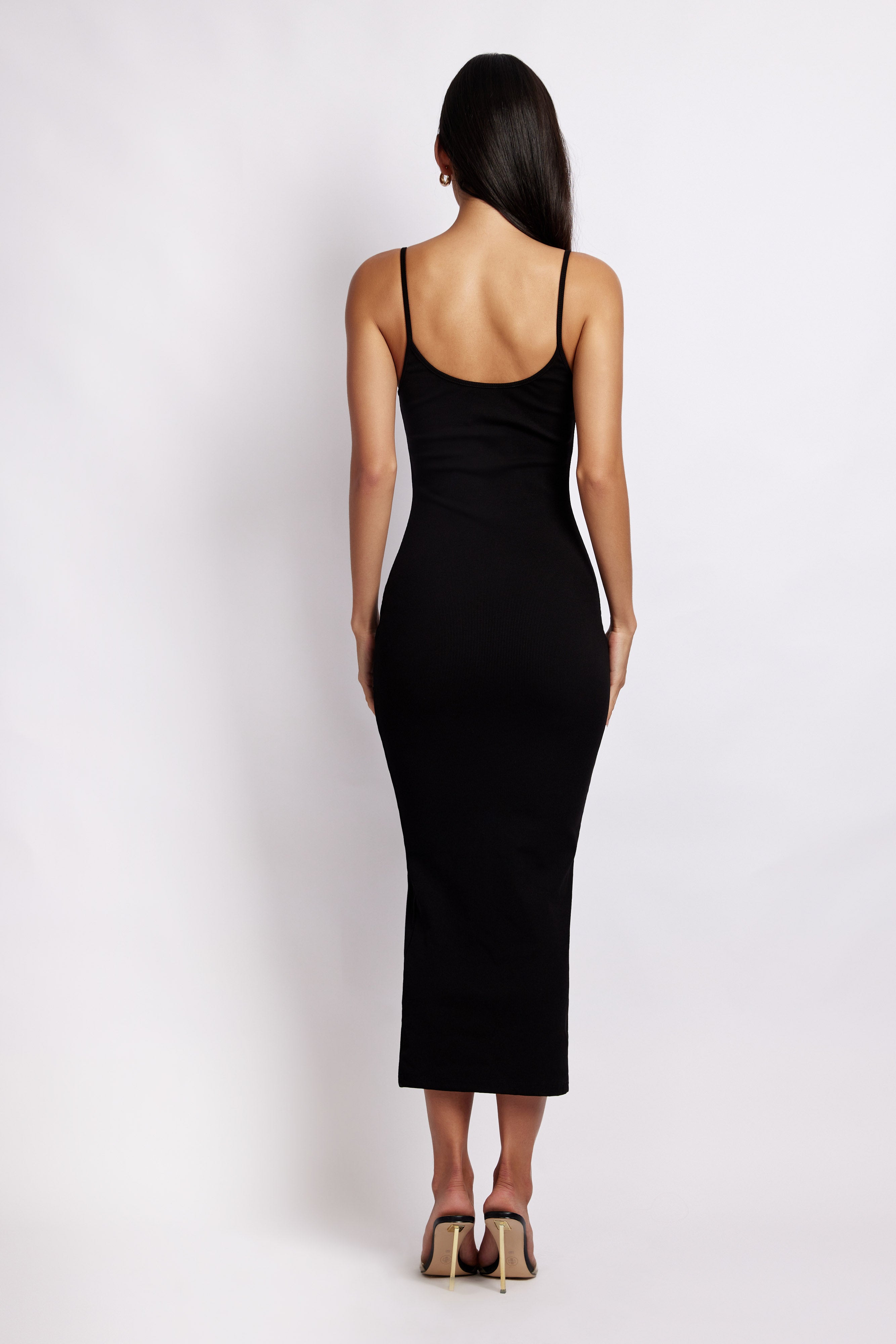 Alexis Ribbed Cami Midi Dress - Black-My Chic Way.All Rights Reserved