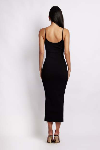 Alexis Ribbed Cami Midi Dress - Black-My Chic Way.All Rights Reserved