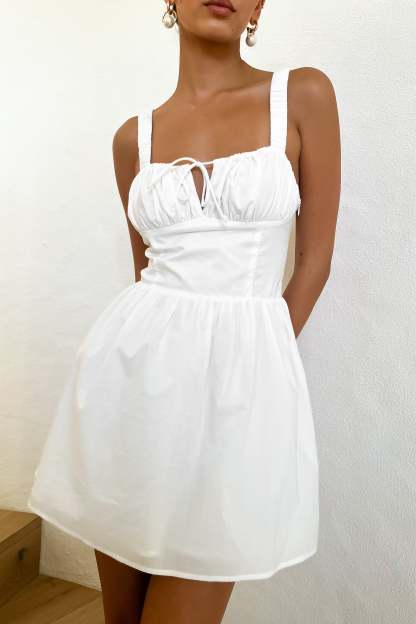Roz Cotton Mini Dress - White-My Chic Way.All Rights Reserved