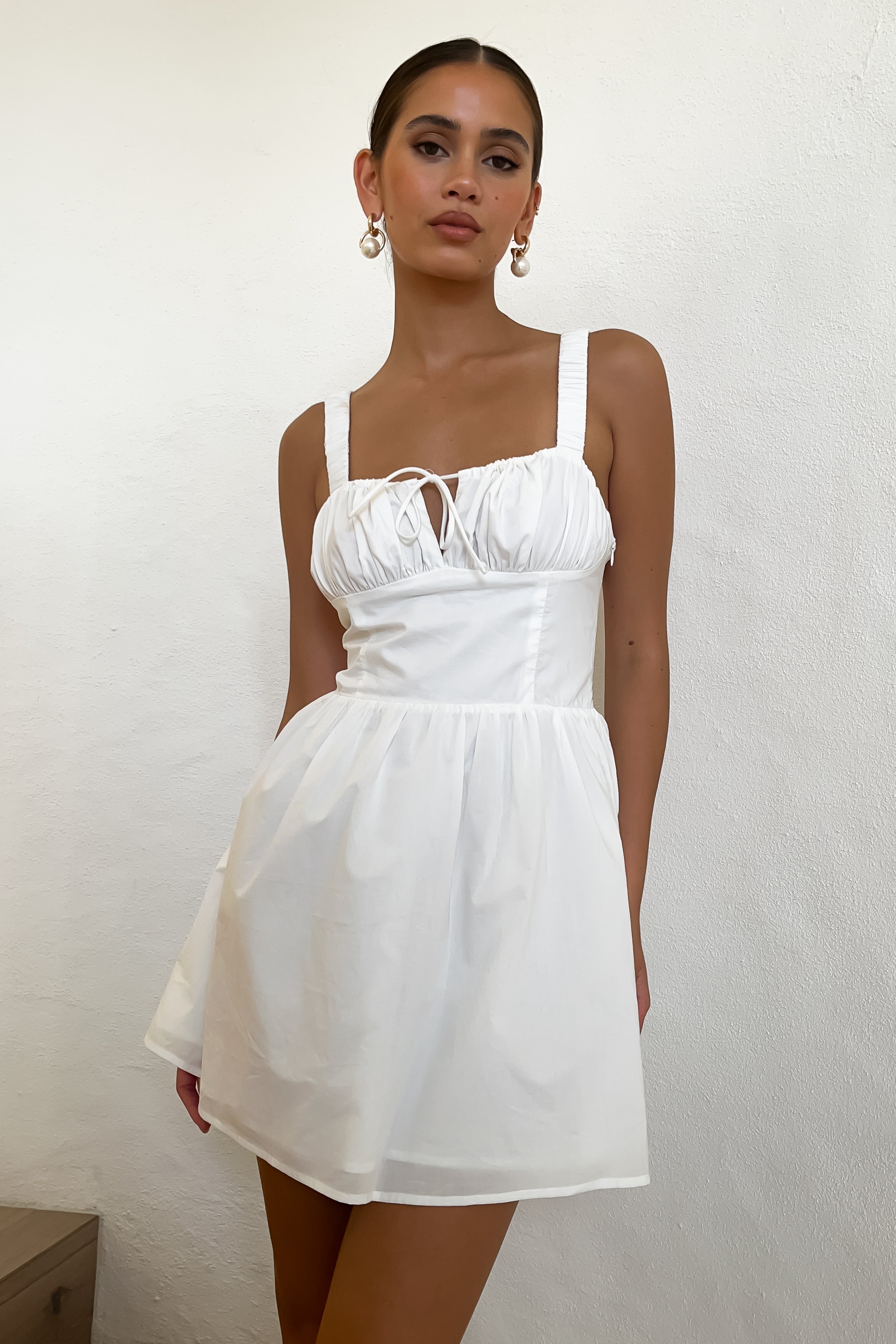 Roz Cotton Mini Dress - White-My Chic Way.All Rights Reserved