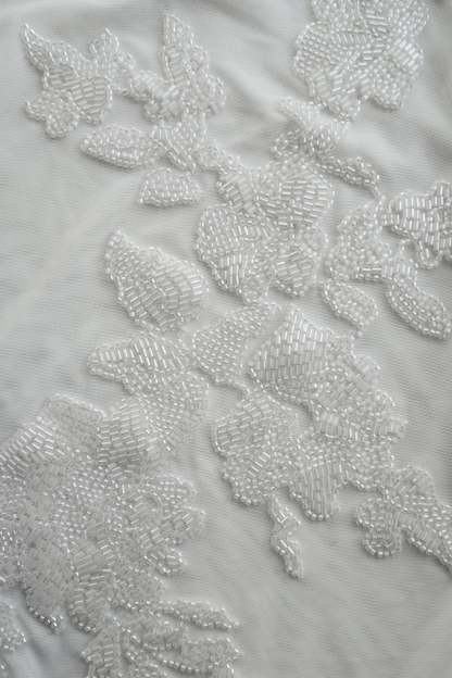 Luci Beaded Flower Mesh Top - White-My Chic Way.All Rights Reserved