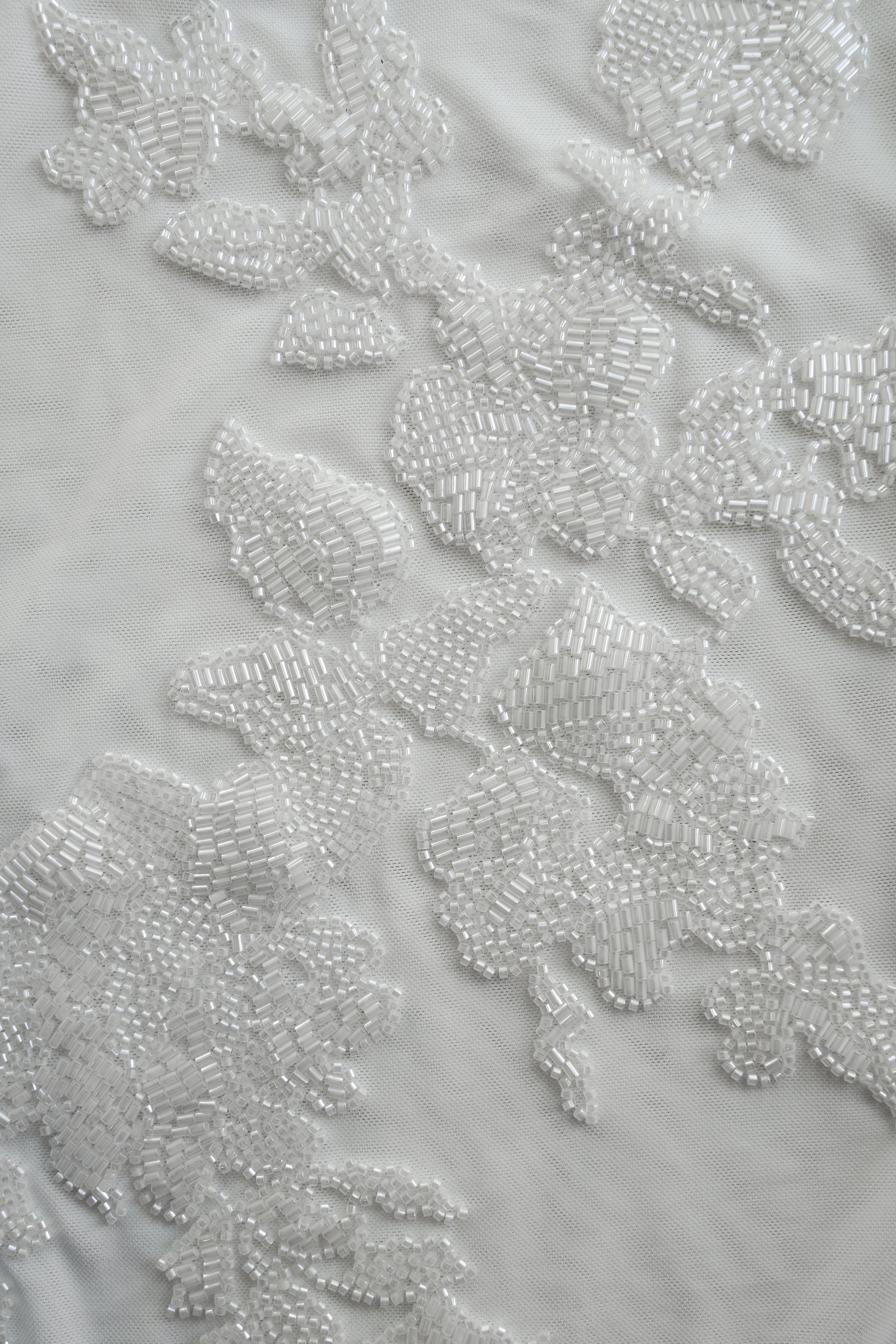 Luci Beaded Flower Mesh Top - White-My Chic Way.All Rights Reserved
