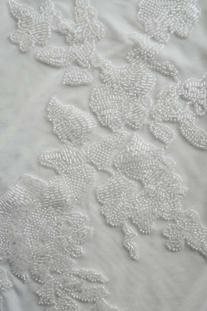 Luci Beaded Flower Mesh Top - White-My Chic Way.All Rights Reserved