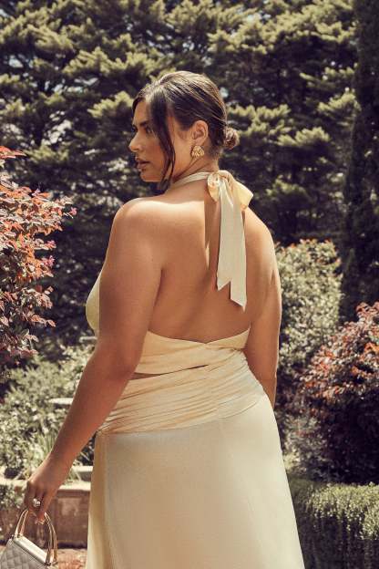 Clara Satin Halter Top - Buttercream-My Chic Way.All Rights Reserved