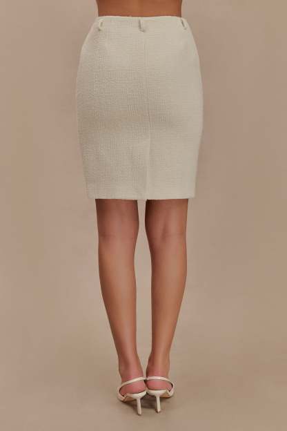 Addison Boucle Knee Length Skirt - Ivory-My Chic Way.All Rights Reserved