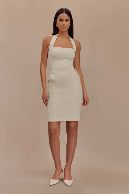 Addison Boucle Knee Length Skirt - Ivory-My Chic Way.All Rights Reserved