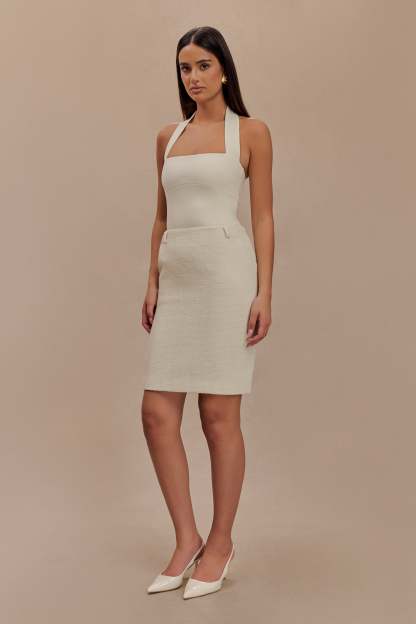 Addison Boucle Knee Length Skirt - Ivory-My Chic Way.All Rights Reserved