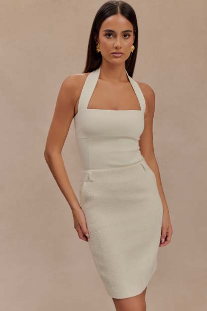 Addison Boucle Knee Length Skirt - Ivory-My Chic Way.All Rights Reserved