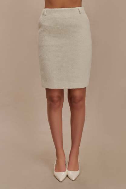 Addison Boucle Knee Length Skirt - Ivory-My Chic Way.All Rights Reserved
