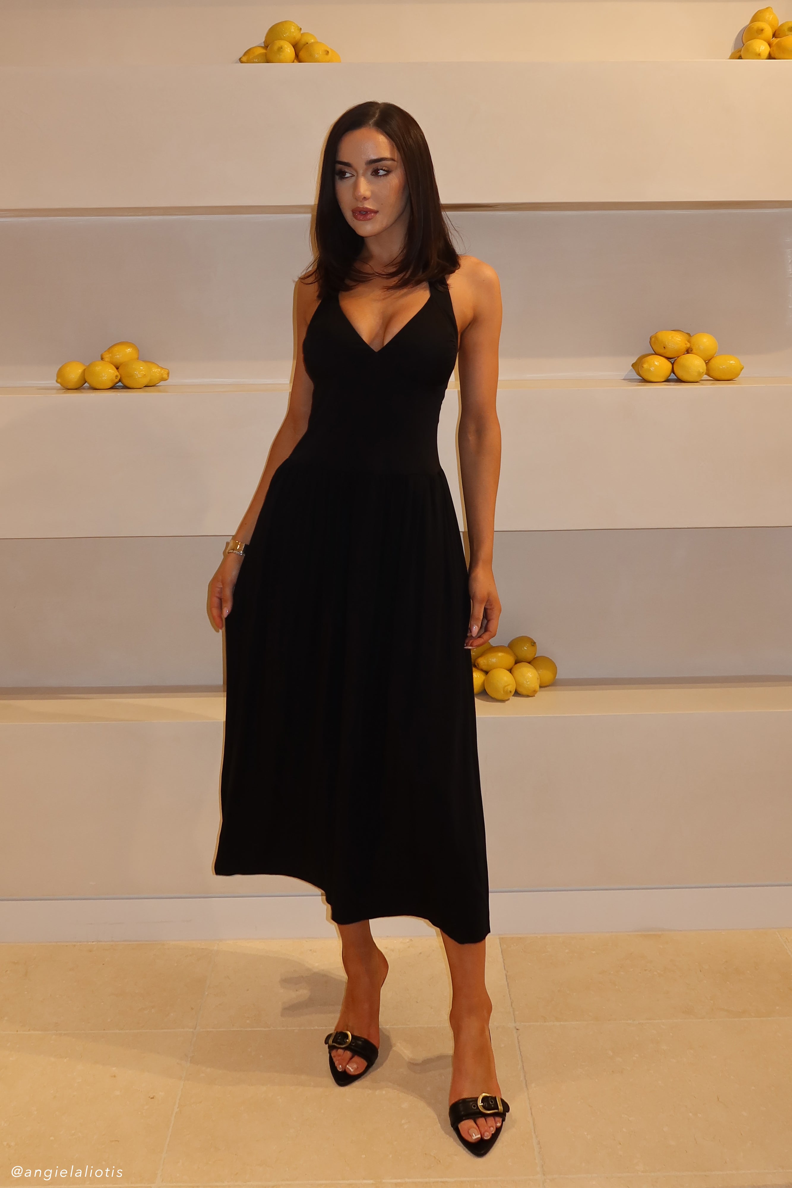 Harriette Halter Midi Dress - Black-My Chic Way.All Rights Reserved