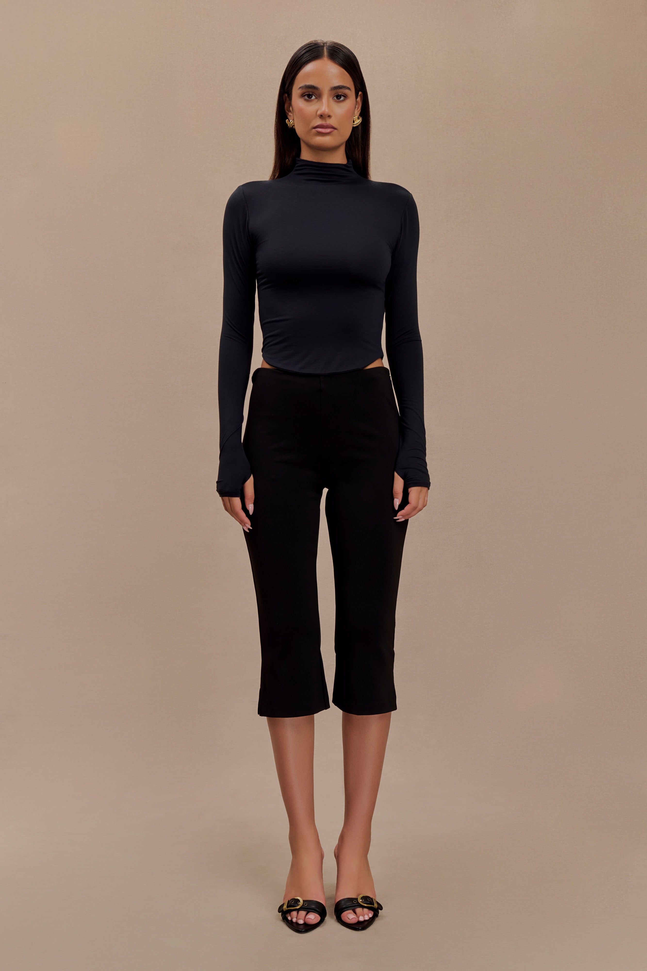 Ember Modal Long Sleeve High Neck Top - Black-My Chic Way.All Rights Reserved
