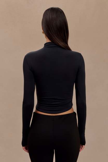 Ember Modal Long Sleeve High Neck Top - Black-My Chic Way.All Rights Reserved