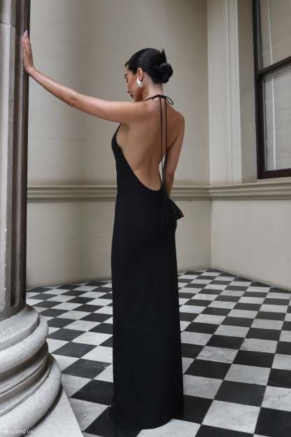 Maya Beaded Mesh Maxi Dress - Black-My Chic Way.All Rights Reserved