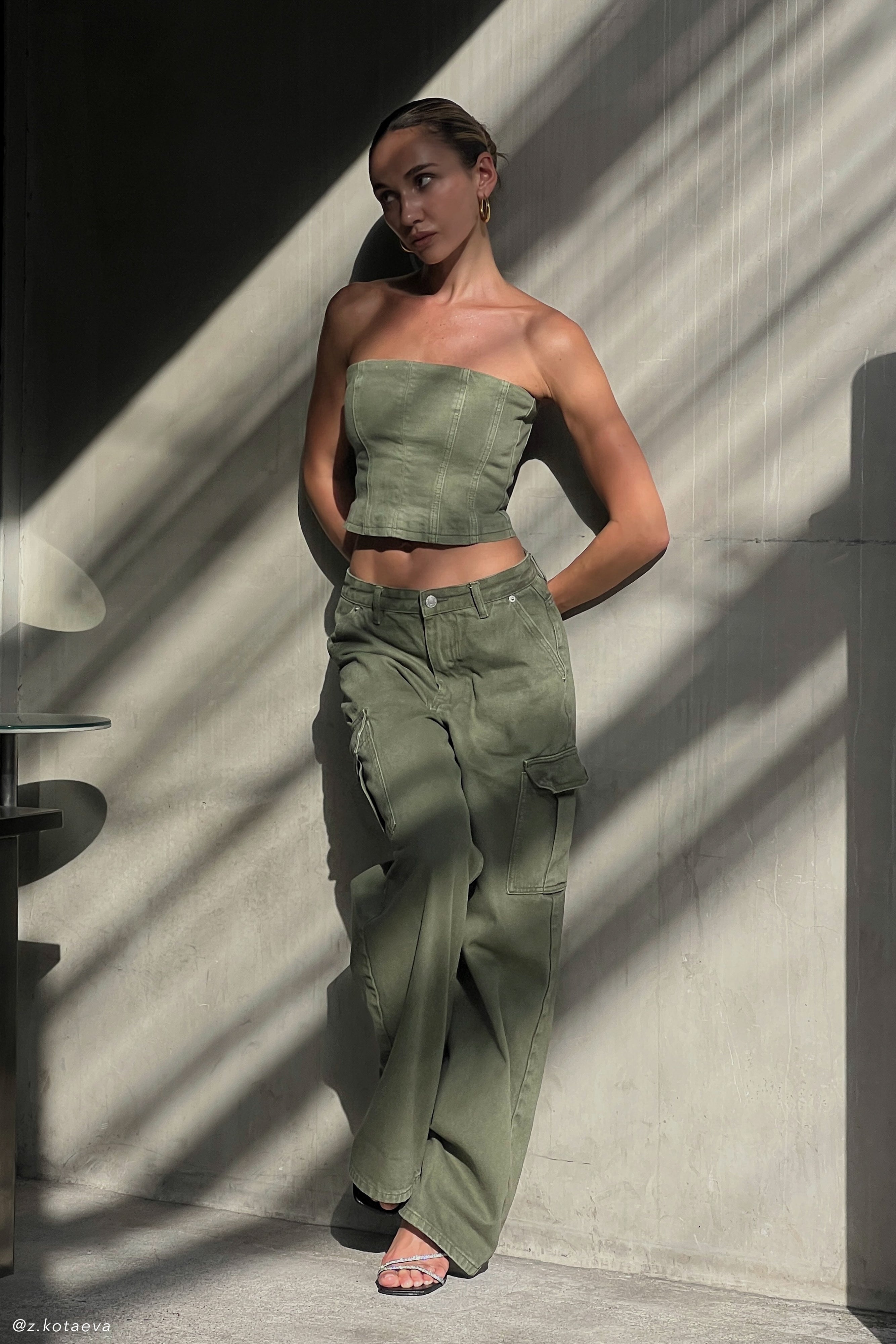 Jordana Denim Tube Top - Khaki-My Chic Way.All Rights Reserved