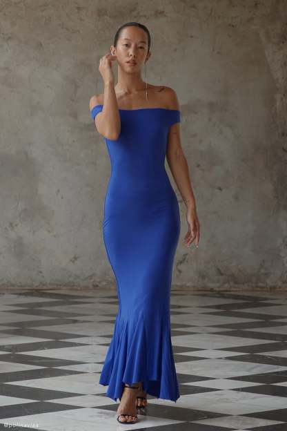 Analina Slinky Handkerchief Midi Dress - Cobalt Blue-My Chic Way.All Rights Reserved