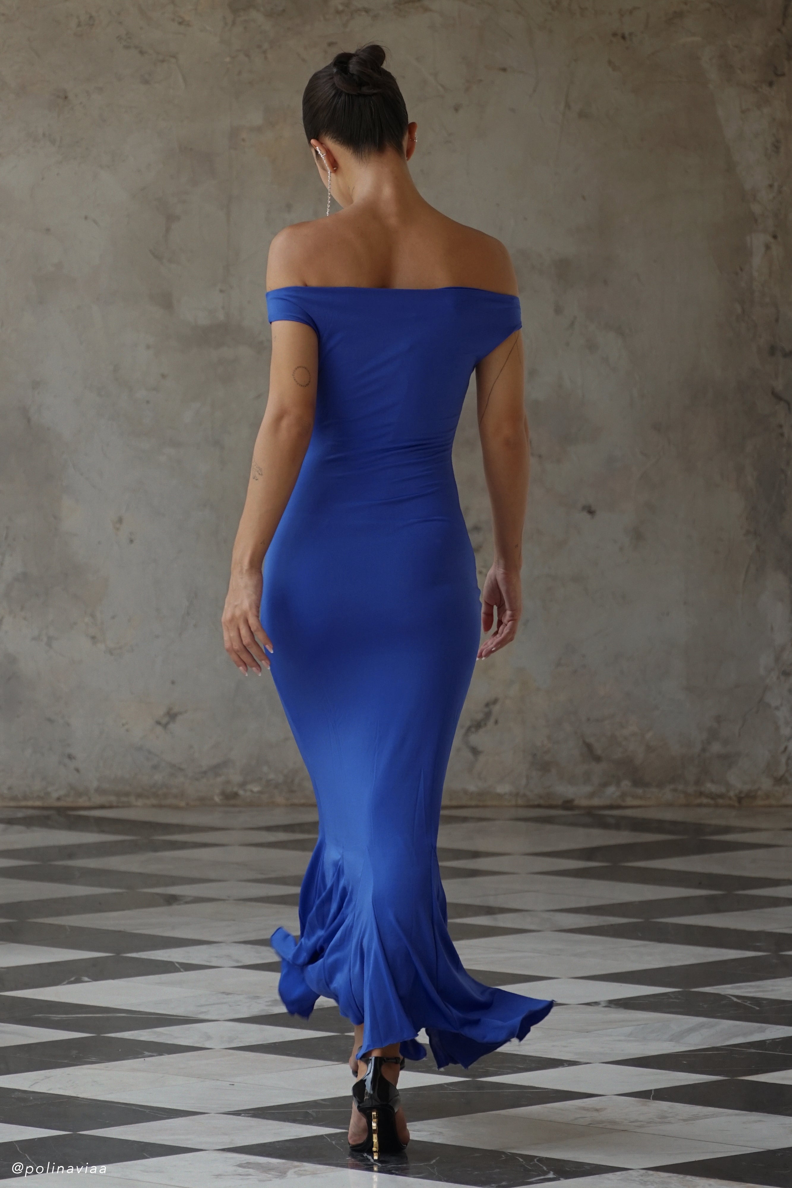 Analina Slinky Handkerchief Midi Dress - Cobalt Blue-My Chic Way.All Rights Reserved