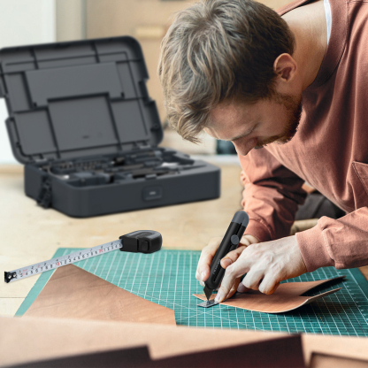 Hand Tool Set, DIY Set Tool Household, with Screwdriver Wrench Hammer Tape Plier and Toolbox Storage Case, includes All Essential Tools for Home, Garage, Office and College Dormitory Use