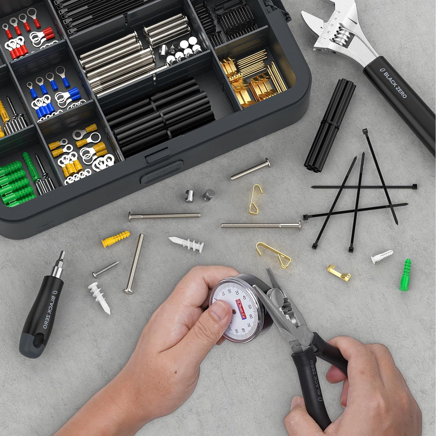 525 Mechanics Tools Kit - Expansion Screws, Cold Pressed Round Terminals, Hexagon Socket Head Cap Screws And Barrel Nuts Parts Storage Case Tools Box Organizer Hardware Organizers