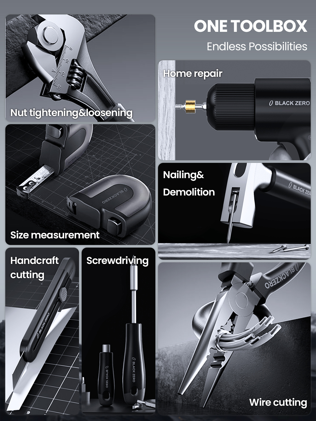 Cordless Brushless Drill 16.8V Tool Set, Intelligent HD Display, Variable Speed, 5 Modes, Home Repair Tool Kit Set, DIY Hand Tool, High-end Drill Kit for Home/Daily Use,3-in-1 Portable Design