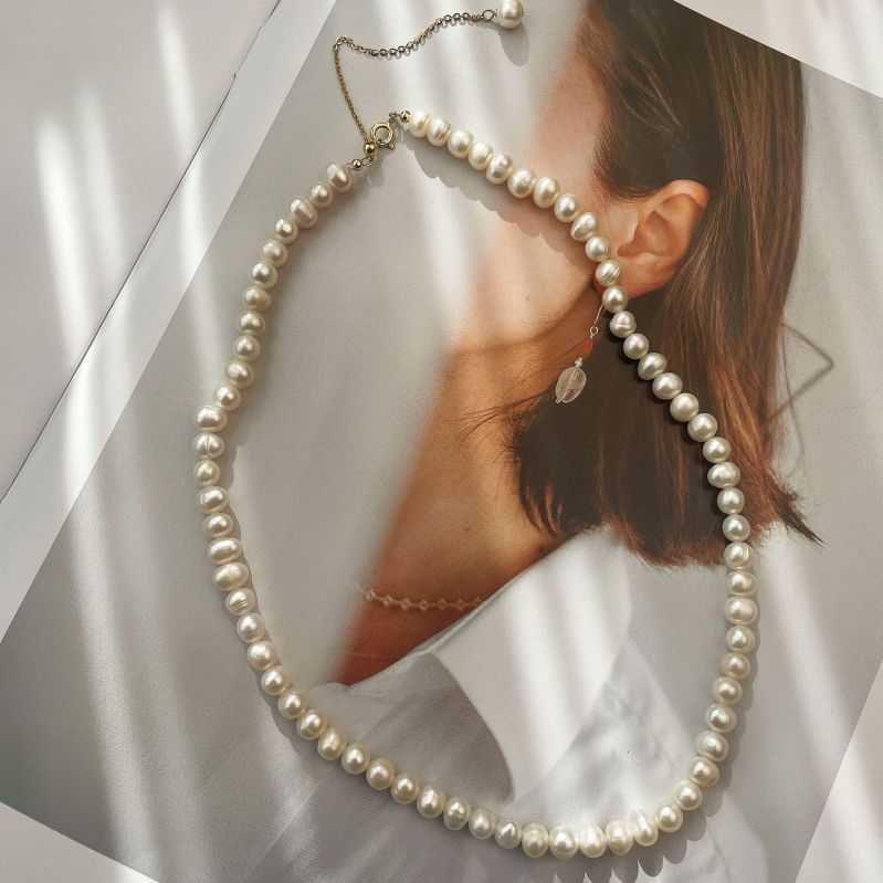 📿 Colier de perle de apa dulce placat cu aur de 18k