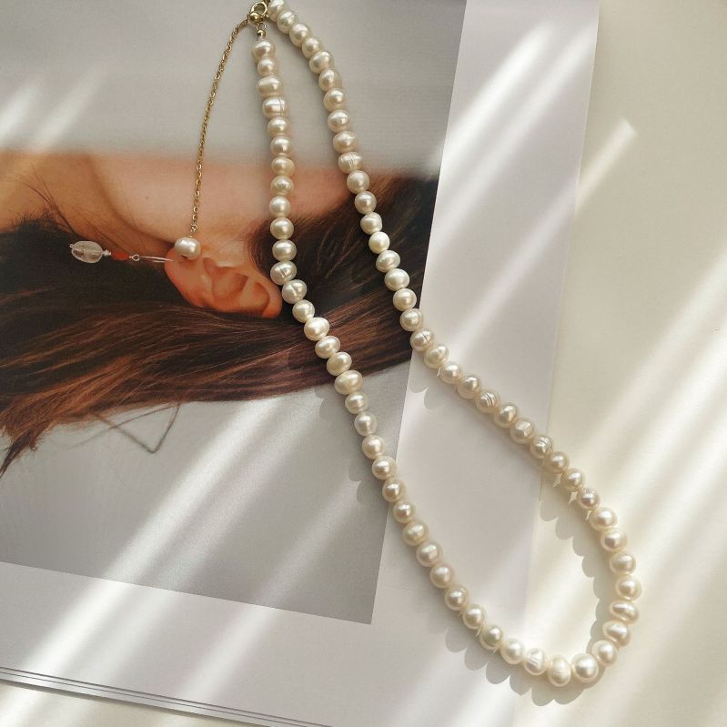 📿 Colier de perle de apa dulce placat cu aur de 18k