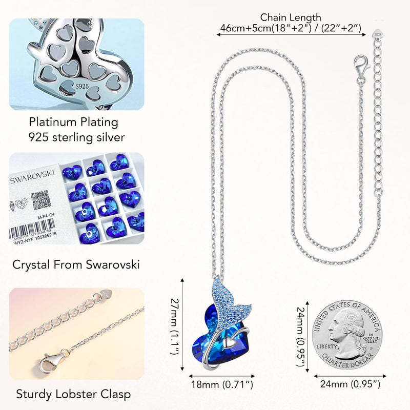 MERMAID HEART CRYSTAL NECKLACE