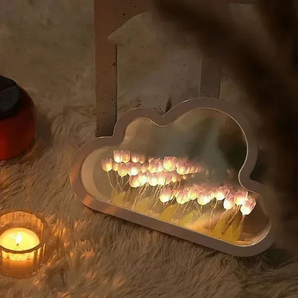 🌷Horké 50 sleva! 🌷 -Zrcadlo Dream Oasis bez okrajů s květinovým oblakem