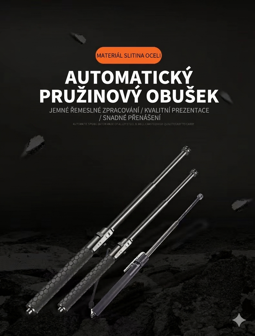 Německá kvalita pro vaši bezpečnost: Automatický teleskopický obušek z kalené oceli