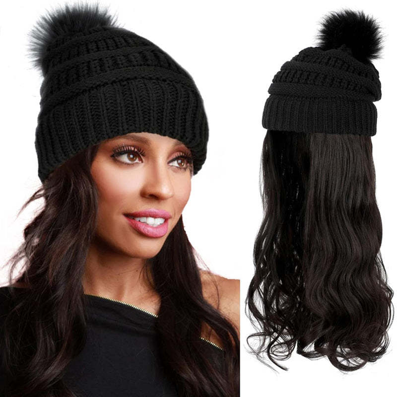 New Warm Detachable One-Piece Big Wave Wig Knit Hat（50% OFF）