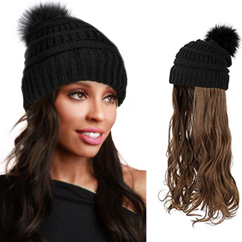 New Warm Detachable One-Piece Big Wave Wig Knit Hat（50% OFF）
