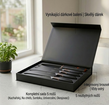 Limitovaná edice: Sada 5 nožů FISKARS® v bloku FISKARS EDGE, ostrý kuchyňský nůž + brousek