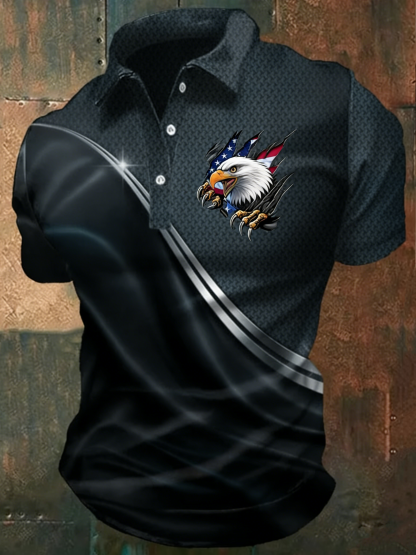 Men's America 250th Anniversary Print Casual Polo Shirt