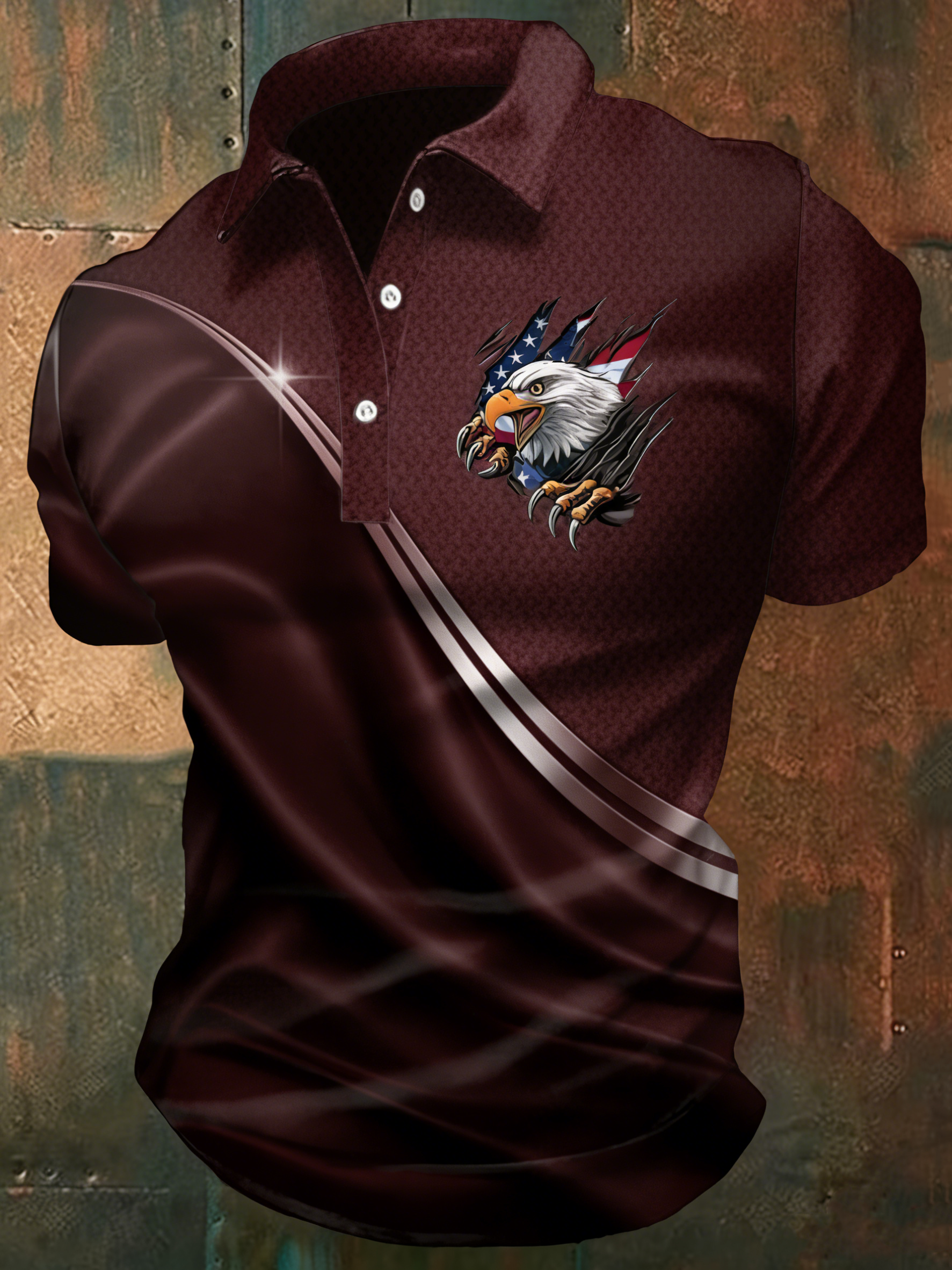 Men's America 250th Anniversary Print Casual Polo Shirt