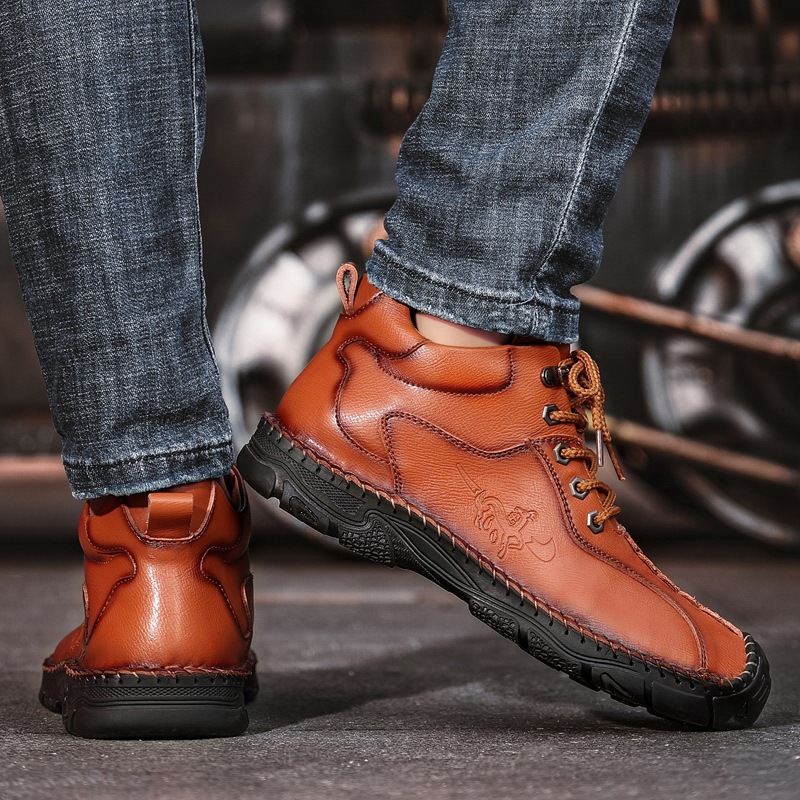 ⏰Today  70% off-Men's handmade leather British style Collision Avoidance orthopedic thick-soled shoes