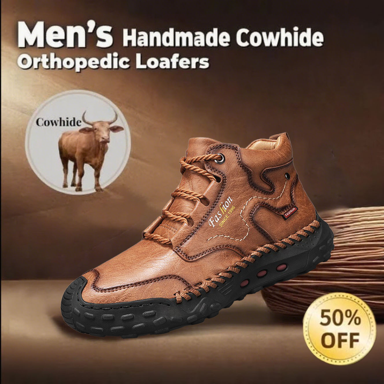 🔥50% off today only🔥Men's genuine leather non-slip corrective shoes to relieve walking pain