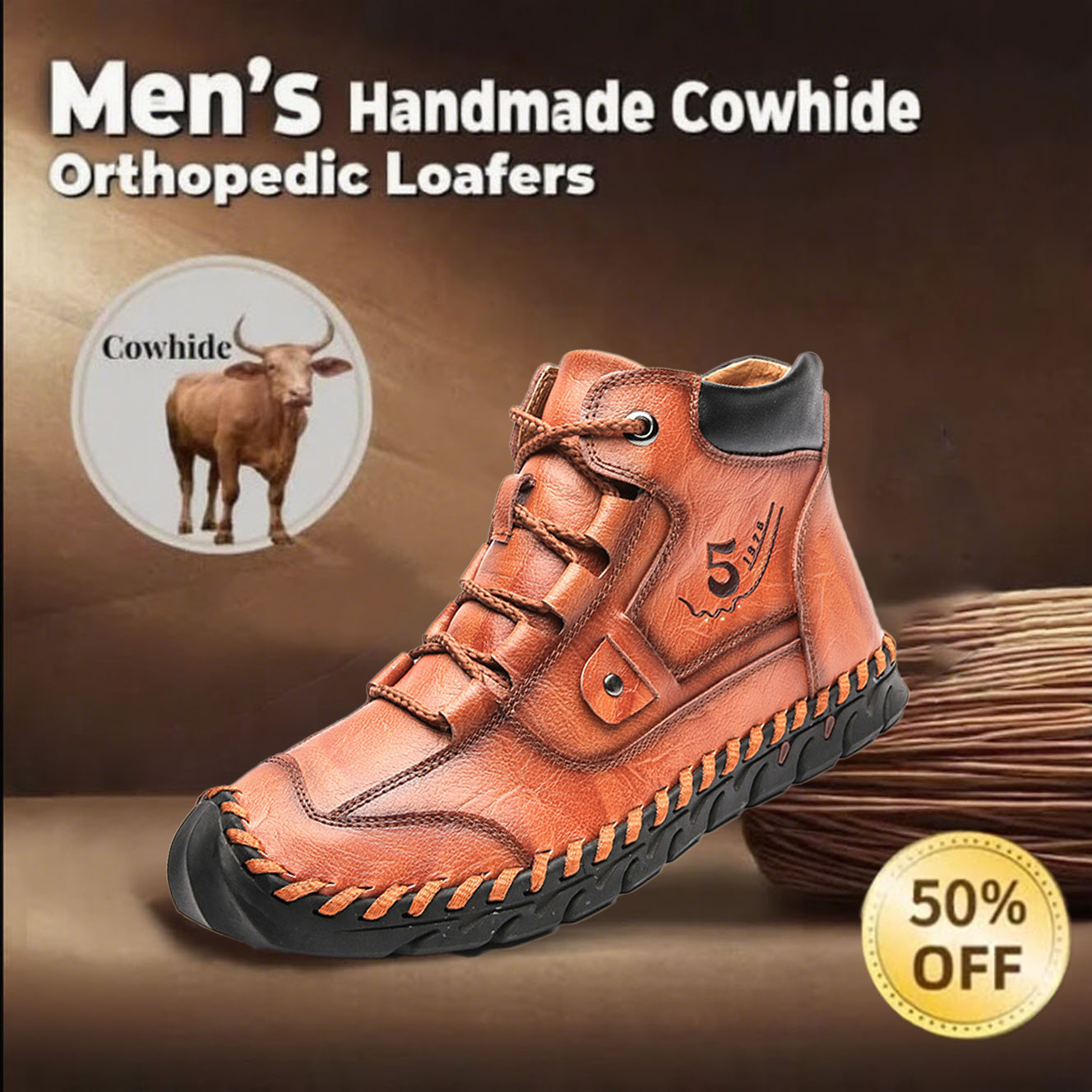 🔥60% off today only🔥Men's handmade genuine leather orthopedic shoes