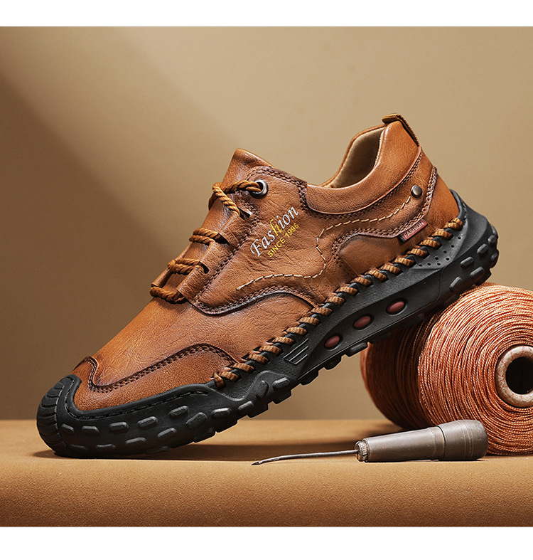 🔥Last day 50% off 🔥Men's handmade genuine leather non-slip and anti-collision corrective loafers