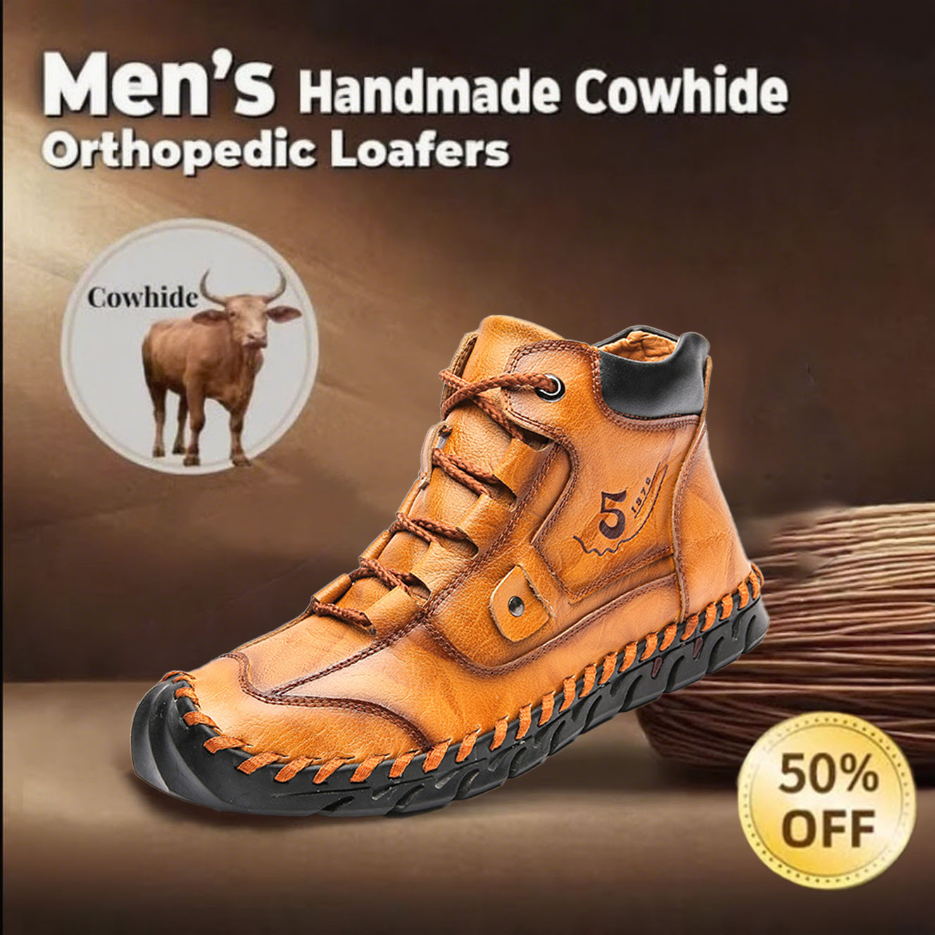 🔥60% off today only🔥Men's handmade genuine leather orthopedic shoes