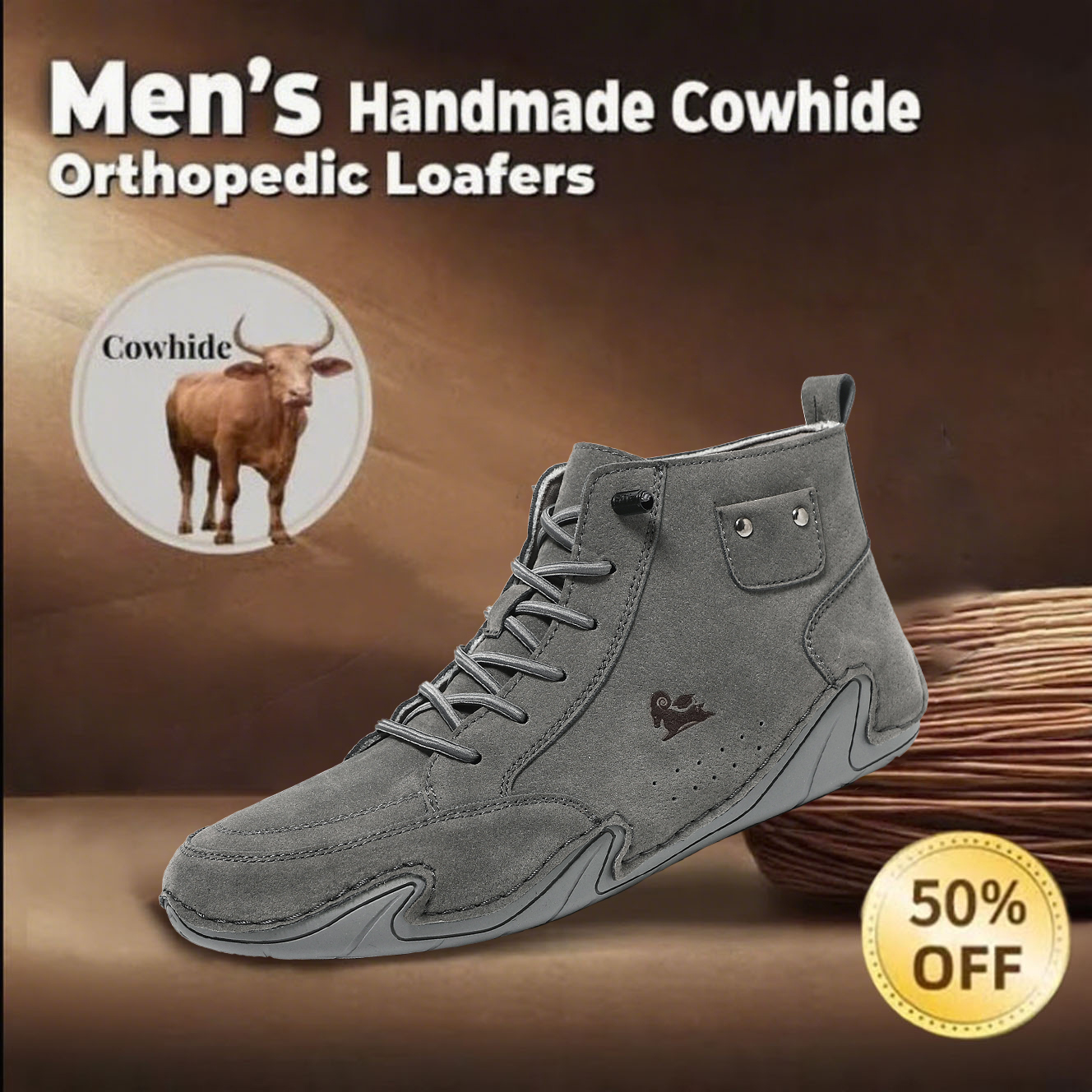 🔥Hot-selling recommendations 50% off today only🔥Men's authentic orthopedic high-top shoes to relieve foot pain