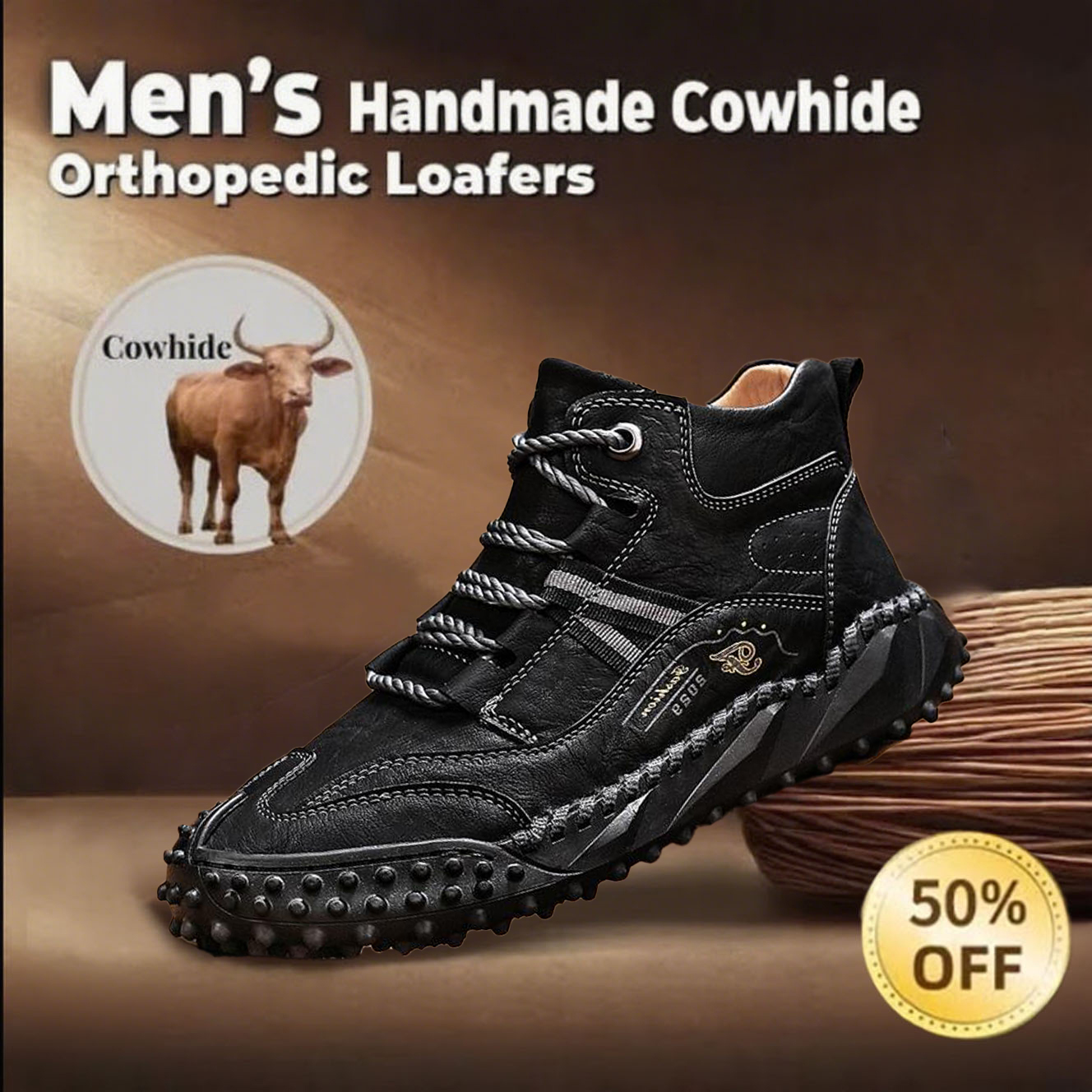 ⏰ 60% off -Men's stylish genuine leather thick-soled orthotic shoes