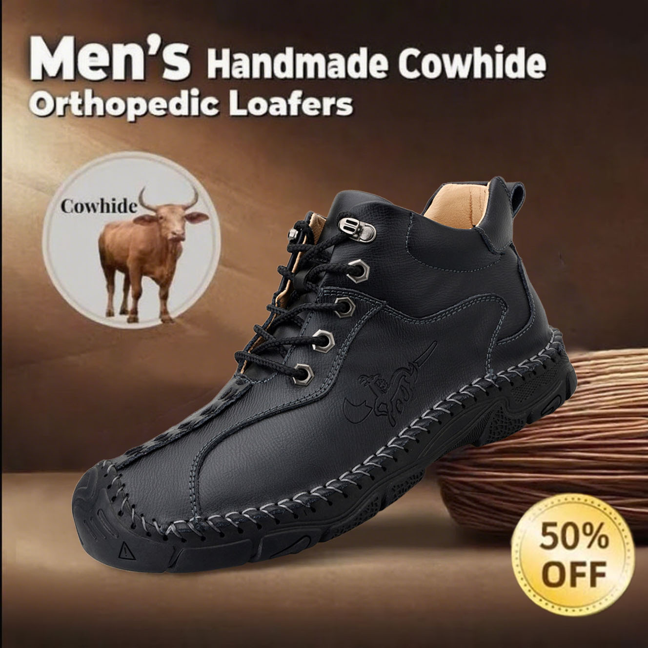 ⏰Today  70% off-Men's handmade leather British style Collision Avoidance orthopedic thick-soled shoes