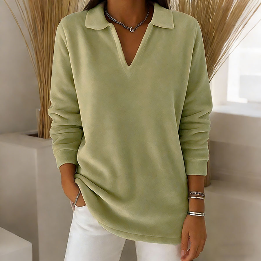 Solid Color Velvet Long-sleeved Loose Casual Top