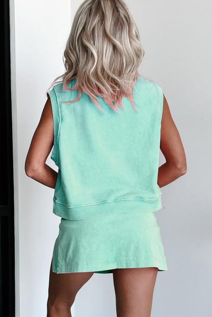 Summer Sets Women 2 Piece Outfits Shorts Tank Top and Casual Skort Lined Split Athletic Skirt Set Travel Outfit